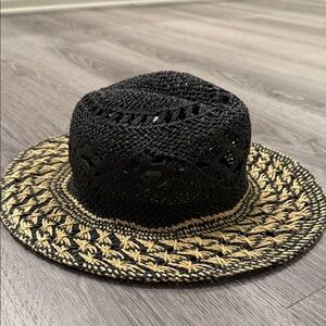 Anthropologie Black and Tan Woven Hat